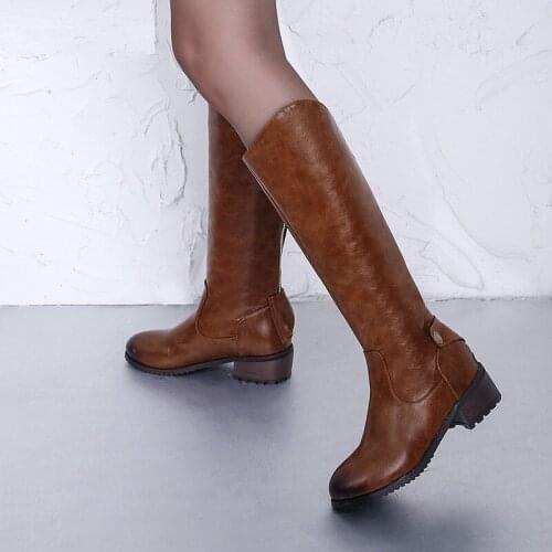 YMECHIC 2021 Vintage Casual Western Mid Calf Boots for Women Long Botas Ladies Black Cowboy Retro Working Oxford Shoes Female