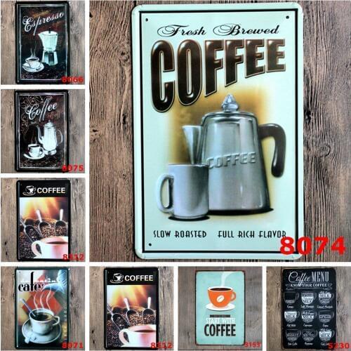 1 Pcs Antique Decorative Plate Vintage Tin Sign Wall Decor Retro Metal Art Bar Pub Poster Coffee Espresso 20x30CM