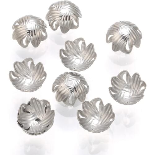 10mm Stainless Steel Flower bead caps Bracelet Findings Hollow Cap DIY for Jewelry Making Accessories