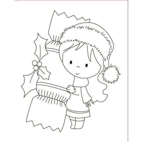 10x6 Girl holding a pillow New Transparent Clear Rubber Stamp Sheet Cling Scrapbooking Photo Album PaperCard DIY Craft
