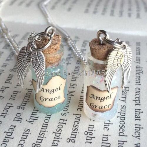 12pcs/lot Angel Grace Bottle Necklace Pendant inspired by Supernatural