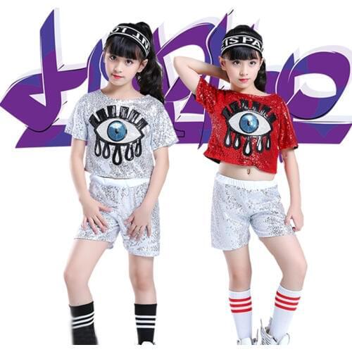 2019 Sequin Modern Jazz Dance Costumes Girl Hip Hop Kids Dance Wear Kids High Quality Dance Dress For Girl