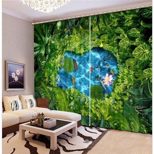 3d Curtains Blackout for Living Room Kids Bedroom Fabric green curtains