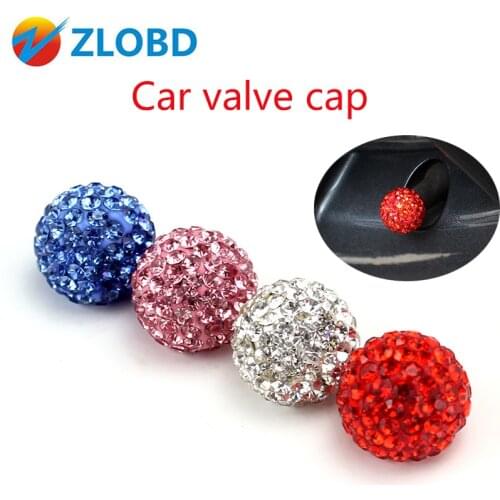 4PCS/Set Diamond-Studded Valve Cap Automobile Universal Tire Cap Automobile Tire Cap Full Drill Valve Core Cap Wheel Cps