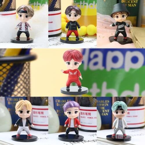 7pcs/set Tiny tan Kpop Action Figure Model Korea Grop Super Star PVC JIN SUGA J HOPE JIMIN V JUNG KOOK Toys for Girls Gift Adult