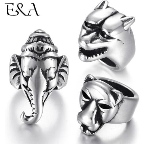 Stainless Steel Beads Leopard Hyena Elephant Head Large Hole 8mm Slider for Leather Bracelet Making Jewelry Bead DIY Findings