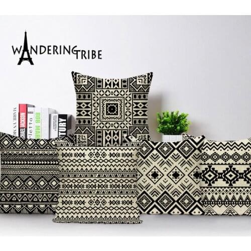 Bohemian Mandala Decorative Pillows Cases Black and White Stripe Geometric Sofa Cushions Cover for Living Room Funda De Cojin