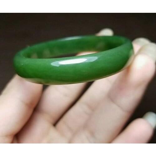 H51#Russian material and Tian Yu ice bottom spinach green jasper bracelet