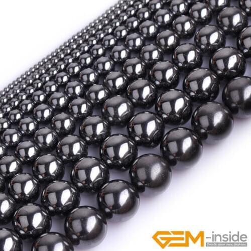 Natural Stone Black Hematite Round Beads For Jewelry Making Strand 15 Inch DIY Bracelet Neckalce Women Gifts 6mm 8mm 10mm 12mm