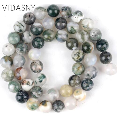 Natural Stone Beads Tree Agates Round Loose Beads For Jewelry Making Diy Necklace Bracelet Accessories 4 6 8 10 12mm 15