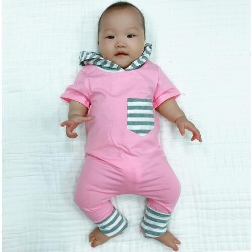 Baby Girls Summer Romper Newborn Cotton Autumn Jumpsuit Girl Cute Fashion Striped Hooded Playsuit 0-4Yrs 2021 New 35
