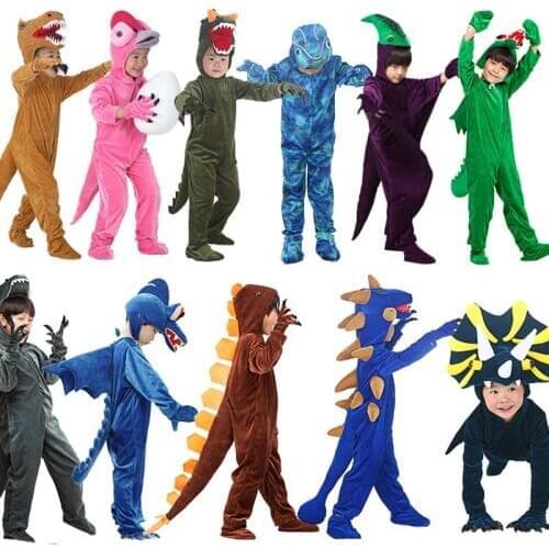 Kids Dinosaur Triceratops/Tyrannosaurus/Stegosaurus Costume Cosplay Jurassic Park Animal Clothes Role Play for Halloween Party