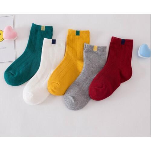 Kids Socks Free Shipping Children Cotton Kids Baby boys girls 1-12Year 5pair/lot new arrived students solid unsiex