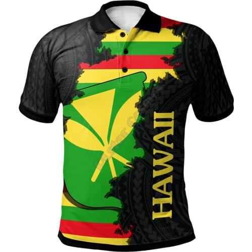 Hawaii Polo Shirt Wrap Flag and Polynesian Paterns 3D Printed Polo Shirt Men for Women Short Sleeve Summer T-shirt