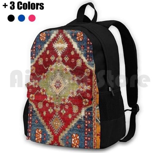 ? Al Southwest Anatolian Rug Print Outdoor Hiking Backpack Waterproof Camping Travel Vintage Vintage Rug Carpet Persian Tribal