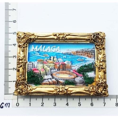 Malaga Spain)Fridge Magnet Creative Travel Commemorate Crafts 3D Ornaments Magnetism Resin Material Refrigerator Stickers