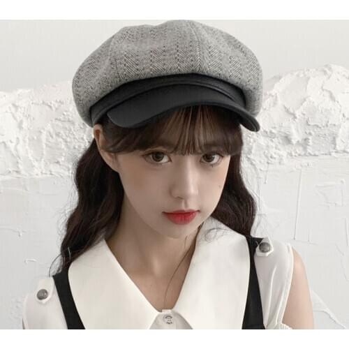 New Lovely Autumn Winter Hats For Women Solid Plain Octagonal Newsboy Cap Girls Ladies Casual Sweet Hat Winter Beret Painter Cap