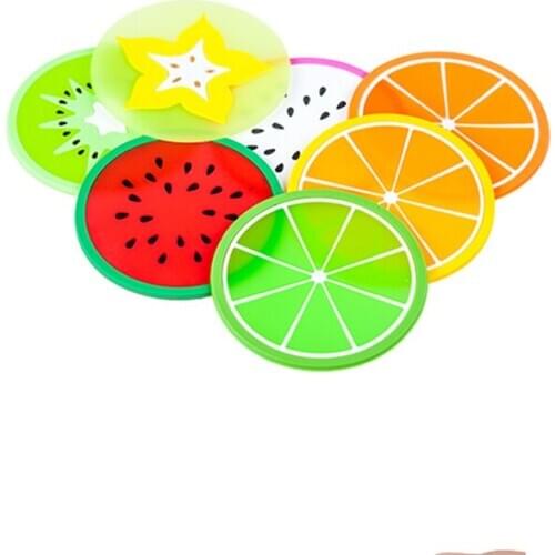2021 New Coaster Fruit Shaped Silicone Coaster Non-slip Insulation Pad Drink Tableware Placemat Table Decoration Mat