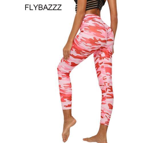 New Camo Pleated Yoga Leggins Sport Women Fitness High Waist Push Up Yoga Pants Gym Leggings Energy Yoga Legging Sport Leggings