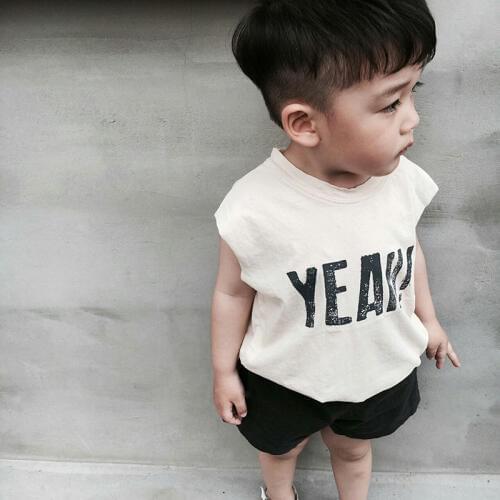 1-6Y Kids T Shirts 2019 Summer Boys Girls Letter Print Sleeveless T Shirts Baby Child Cotton Tops Tees Clothes