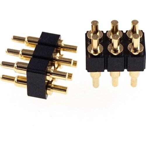 100pcs Spring Loaded Pogo Pin Connector 6 Pin 7.0 mm Height PCB Through Holes Dual Row 2.54 mm Pitch 2x3 Position Gold 1U 80gf