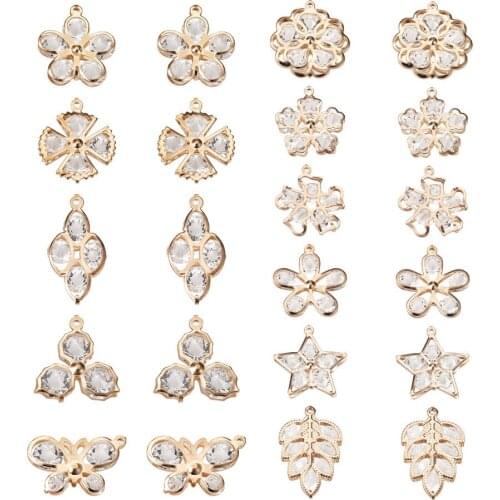 120pcs Crystal Rhinestone Pendant Assorted Shape Metal Links Connectors Charm for DIY Jewelry Crafts Making