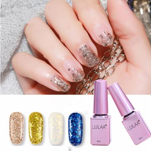 Professional Diamond Glitter UV Gel Polish 6ml Soak Off Sequin Gel Long Lasting Bling Nail Polish Manicure Art Tool