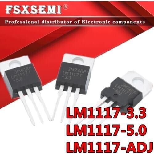 10pcs New LM1117T-3.3 TO-220 LM1117-3.3 LM1117T 3.3 V LM1117T-5.0 LM1117 5V LM1117T-ADJ TO-220 Low-Dropout Linear Regulator