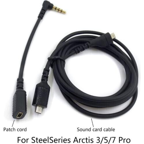 Replacement Sound Card Extension Cords Audio- Cables For Steel-Series Arctis 3/5/7 Pro Gaming Headphone