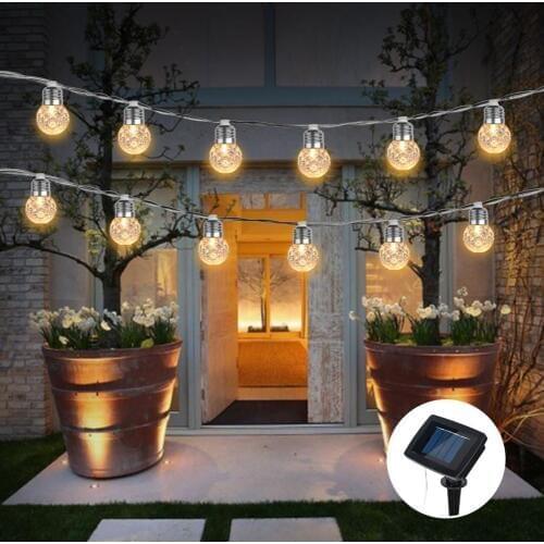 4M 10Led Solar Powered Bulbs Led String Lights for Outdoor Lighting Courtyard Street Garden Led Fairy Lights Christmas Garland