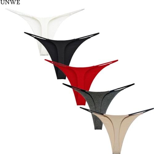 UNWE Thin Strappy Women Thongs and G Strings Plus Size Low Rise Female Tanga Cotton Bikini Underwear S-XL