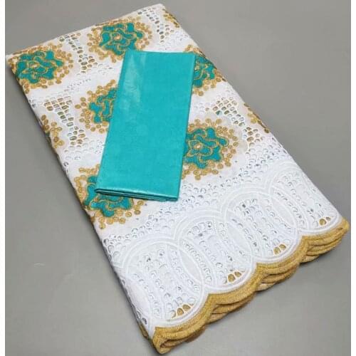 Party Q2.5 +2.5 Yards Latest Bazin Brocade New Female And Embroidered Lace Dubai Swiss Prom Dresses Wedding Damask Fabric Cotton