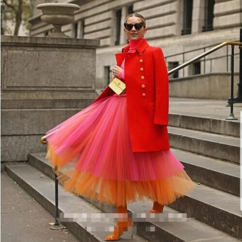 Super star same style romantic Super large screen puff skirt half screen skirt Customized fairy soft high quality gauze skirt