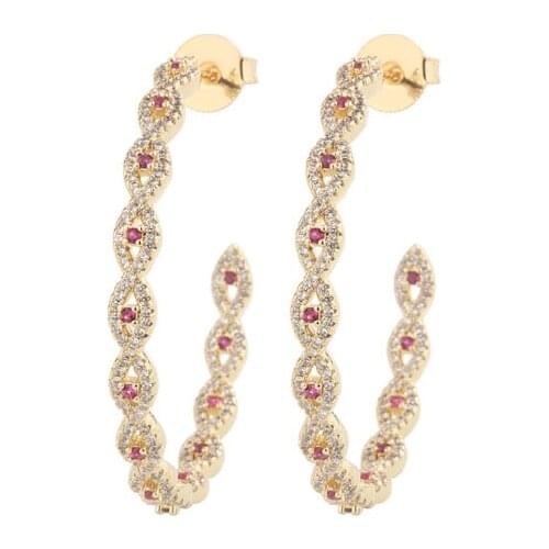 Bridal Jewelry Wholesale Micro Inlay Colorful Zirconia South American Wind Style Hoop Earrings