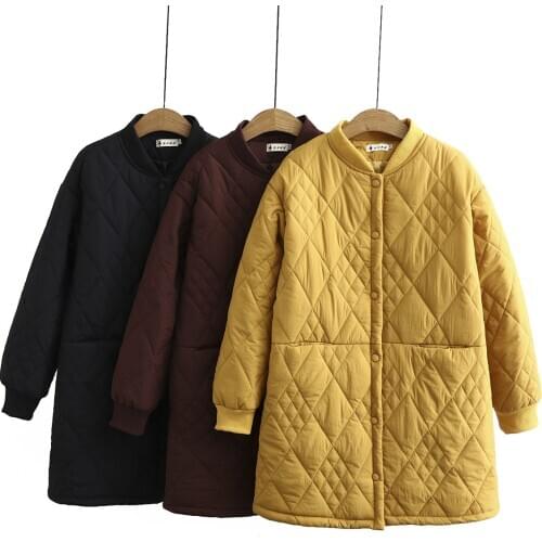 Autumn Winter Women Jacket Mid-long Cotton Padded Coat Fat Woman Korean 2020 New Plus Size 100kg Can Wear Loose Outerwear SL51
