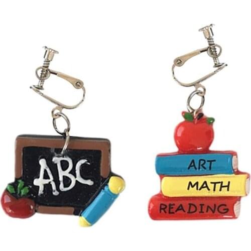 Women Ear Jewelry Creative Small Blackboard Books Pendant Asymmetric Earrings
