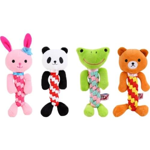 Animal Shape Dog Chew Toys Cat Soft Plush Knot Rope Bite Resistant Toys Pet Interactive Accessories for Small Medium Large Dogs