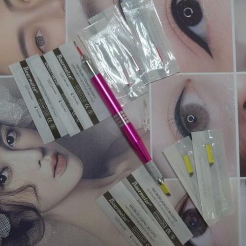 1Pcs Manual Tattoo Pen Tattoo Pen Eyebrow Microblading Permanent Makeup Eyebrow Tools 2 Usage With 50Pcs 21CF/5RL