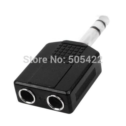 100pcs 6.35mm 1/4" Dual Stereo Female to 6.35mm 1/4" Male TRS Audio Y Splitter Headphone Adapter Connector Wholesale