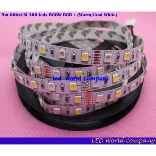 5m 60led/M 300 leds SMD 5050 Mixed Color RGBW RGB + (Warm/Cool White) RGBWW RGBCW LED Strip 5pin DC12V IP30/IP65/IP67