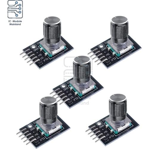 5PCS/Lot KY-040 Rotary Encoder Brick Sensor Module Potentiometer with 15x17mm Dia. 6mm Shaft D Type Encoder Knob for Arduino