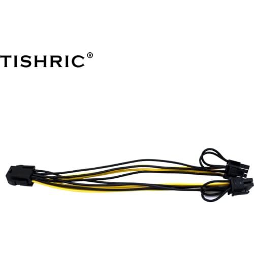 50PCS TISHRIC Mining Power Cord PCI PCIE Riser 6pin to Dual 8pin Power Cable Video Card Adapter Power Supply Splitter Cable