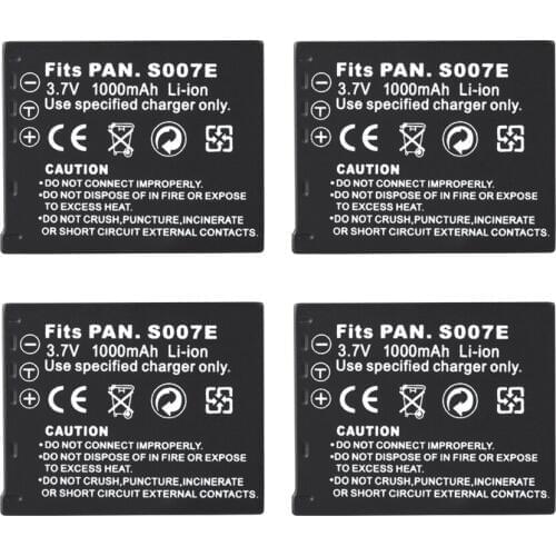 CGAS007 Cga-s007e for Lumix Panasonic Battery DMC TZ1 TZ2 TZ3 TZ4 TZ5 TZ50 TZ15 Batterie 1000mAh S007 S007e Charger 4.2V