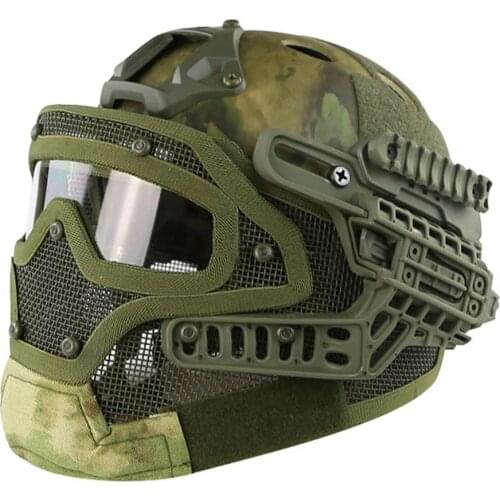 Army Tactical Safety Helmet Full Covered Hunting Shooting Paintball Helmets Military Airsoft Helmet Protective Lens Mask