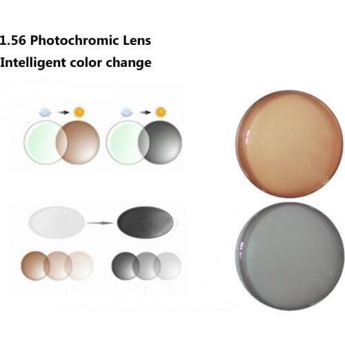 1.56 Aspheric Photochromic Lens Women Men Transparent Clear Prescription Glasses Fast Color Change to Gray or Brown Lens