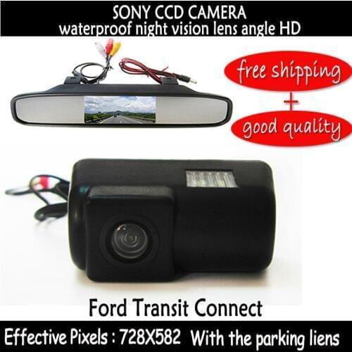 4.3 Inch Car Rear View Lcd car mirror monitor Parking Monitor with Special Car sony ccd Reverse Camera for FORD TRANSIT CONNECT