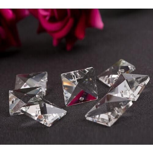 Camal 100pcs 14/18/22mm Crystal Loose Square Beads with 4 holes Pendants Prisms Lamp Lighting Chandelier Part Hanging Home Decor