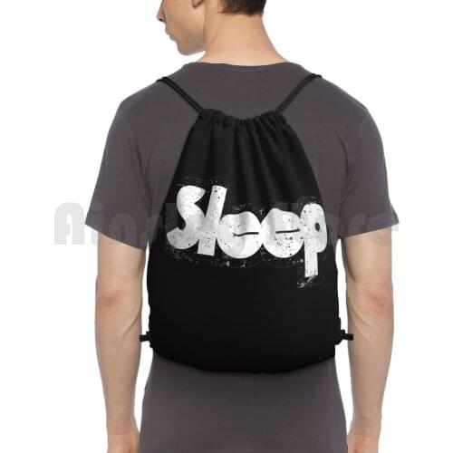 Sleep Band Backpack Drawstring Bags Gym Bag Waterproof Sleep Band Music Eat Funny