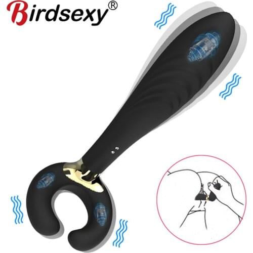 Double Penetration 3 Motors Dildo Vibrator Sex Toys for Women Men Adult Couples Nipple Clitoris Vagina Penis Stimulator Massager