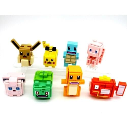Pokemon Figures Pikachu Squirtle Bulbasaur Charmander Vulpix Mew Eevee Building Blocks Anime Model Kids Toys Gift